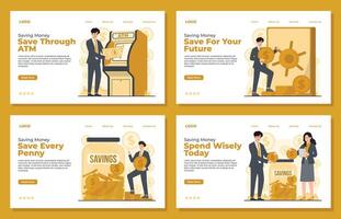 Landing page template for saving money, designed to help users track and plan their savings vector