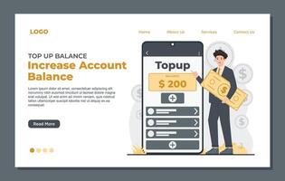 top up balance landing page template Modern flat illustration concept for website and mobile website development. vector