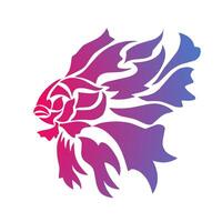 graphics of tribal art design betta fish tattoo gradient blue and purple color vector