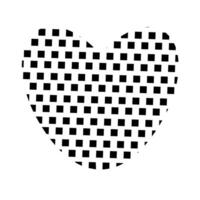 Black and white heart in small square, isolated on white background. VeDoodle element for you design. Valentines day concept. vector