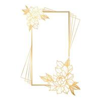 Gold frame with flowers on white background vector