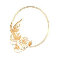 Golden rose frame with leaves vector