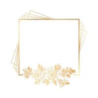 Golden frame with flowers on a white background vector
