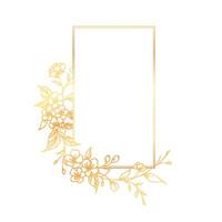 Gold frame with flowers and leaves on a white background vector