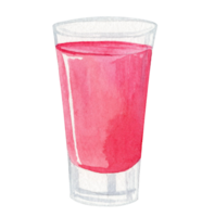 watercolor hand drawn red alcohol shot drink isolated png