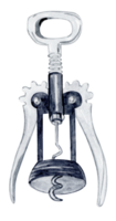 Watercolor corkscrew for opening bottles isolated png