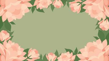 A frame with pink flowers on a green background vector