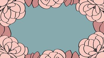 A pink and blue floral frame with a space for text vector