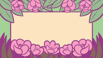 A frame with pink flowers and leaves with free space in the middle vector