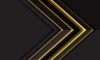 Abstract yellow light black arrow direction geometric on grey blank space design modern futuristic technology creative background vector