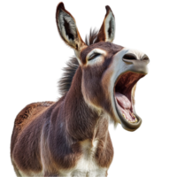 A donkey is yawning with its mouth open png
