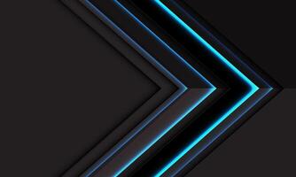 Abstract blue light black arrow direction geometric on grey blank space design modern futuristic technology creative background vector