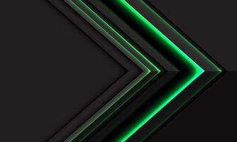 Abstract green light black arrow direction geometric on grey blank space design modern futuristic technology creative background vector