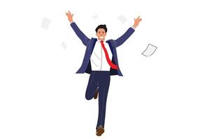 Illustration. A very happy businessman rejoices at a successful project. vector
