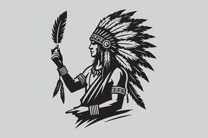 Traditional Native American Silhouette Icons vector