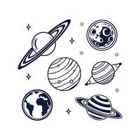 Set of planets and saturn in space vector