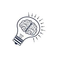 A light bulb with a brain inside it idea vector