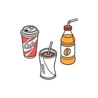 Coffee, soda and juice icon set vector