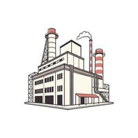 Factory building with chimneys and smoke stacks vector