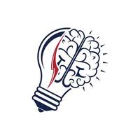 A light bulb with a brain inside it vector