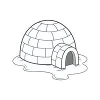 An igloo is shown in a black and white drawing vector