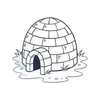 An igloo is shown in a cartoon style vector