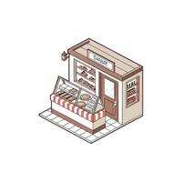 An illustration of a bakery shop vector
