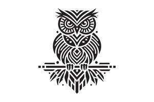 Stylish Owl Silhouette Graphics in Black and White vector