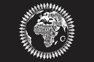 People Hugging the Earth Silhouette Designs vector