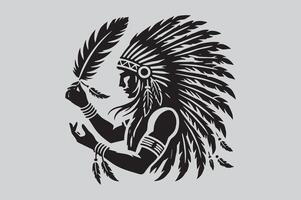 Decorative Native American Silhouette Design Pack vector