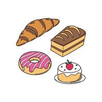A set of different types of pastries vector