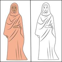 Arábica mujer en tradicional traje. color ilustración. vector