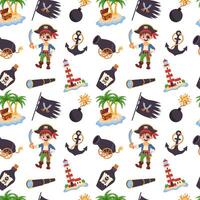 Pirate pattern. Seamless pattern with pirate elements. Pirate concept. vector
