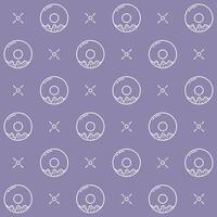 Purple square seamless pattern with donuts, line icons style vector