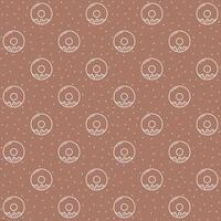 Brown square seamless pattern with donuts, line icons style vector