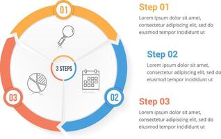 Circle arrows - infographic template with three elements, steps or options, workflow or process diagram vector