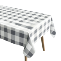 A table with a black and white checkered tablecloth png