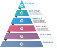 Pyramid infographic template with six elements vector