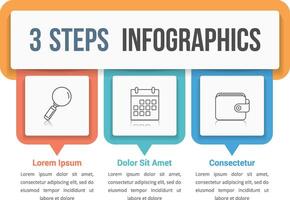 Infographic template with three steps or options, workflow, process diagram vector