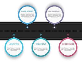 Road infographics with five pointers with place for your text vector