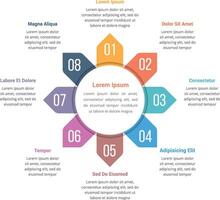 Circle infographics template with eight elements, can be used as steps, options, process diagram vector