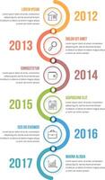 Vertical timeline infographics template with colorful circles, workflow or process diagram vector