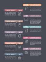 Vertical timeline infographics template, workflow or process diagram, flowchart vector