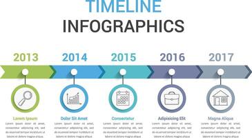 Timeline infographics template with colorful arrows, workflow or process diagram vector