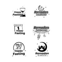 Happy fasting outline Label Collection vector