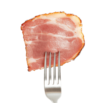 uma peça do bacon em uma garfo png