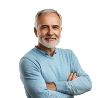 A man with a gray beard and a blue sweater png