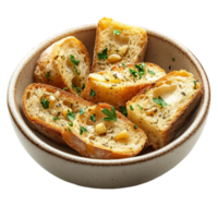 Bread with Parsley and Cheese in a Bowl on Transparent Background png