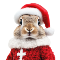 Rabbit Wearing Santa Costume on Transparent Background png
