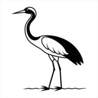 Minimalist Crane Silhouette Standing Elegantly on Water vector